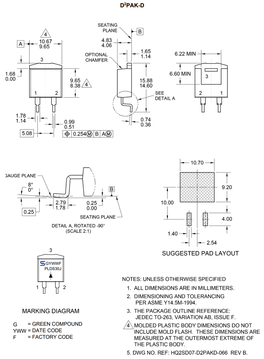 Mechanical Drawing - Taiwan Semiconductor PLDS30J & PLDS30JH Rectifiers